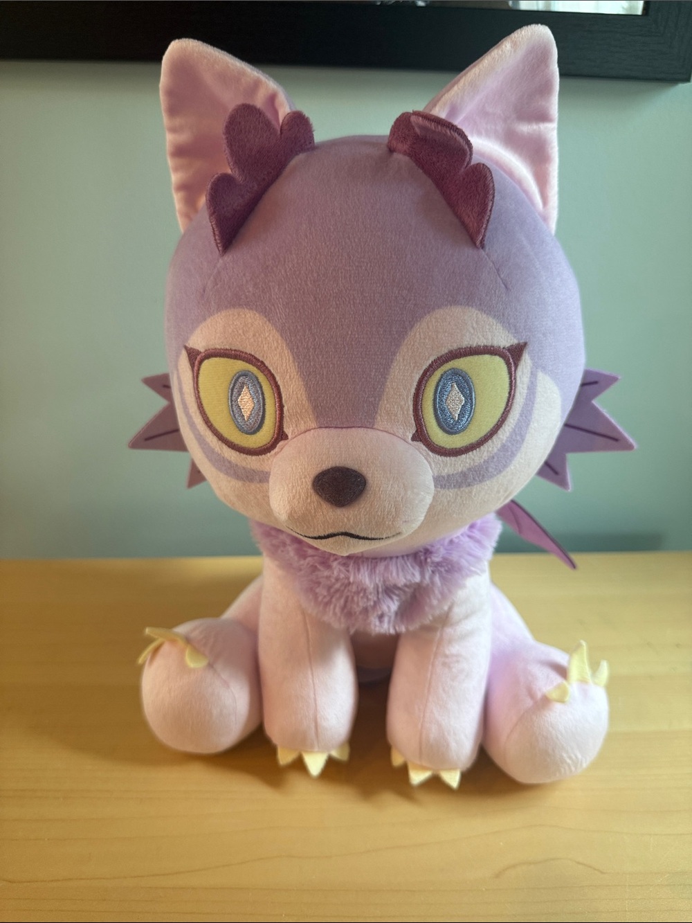 Purple Plush “Wolf Dragon” Stuffed Toy - Soft Pink & Lavender Plush Round one